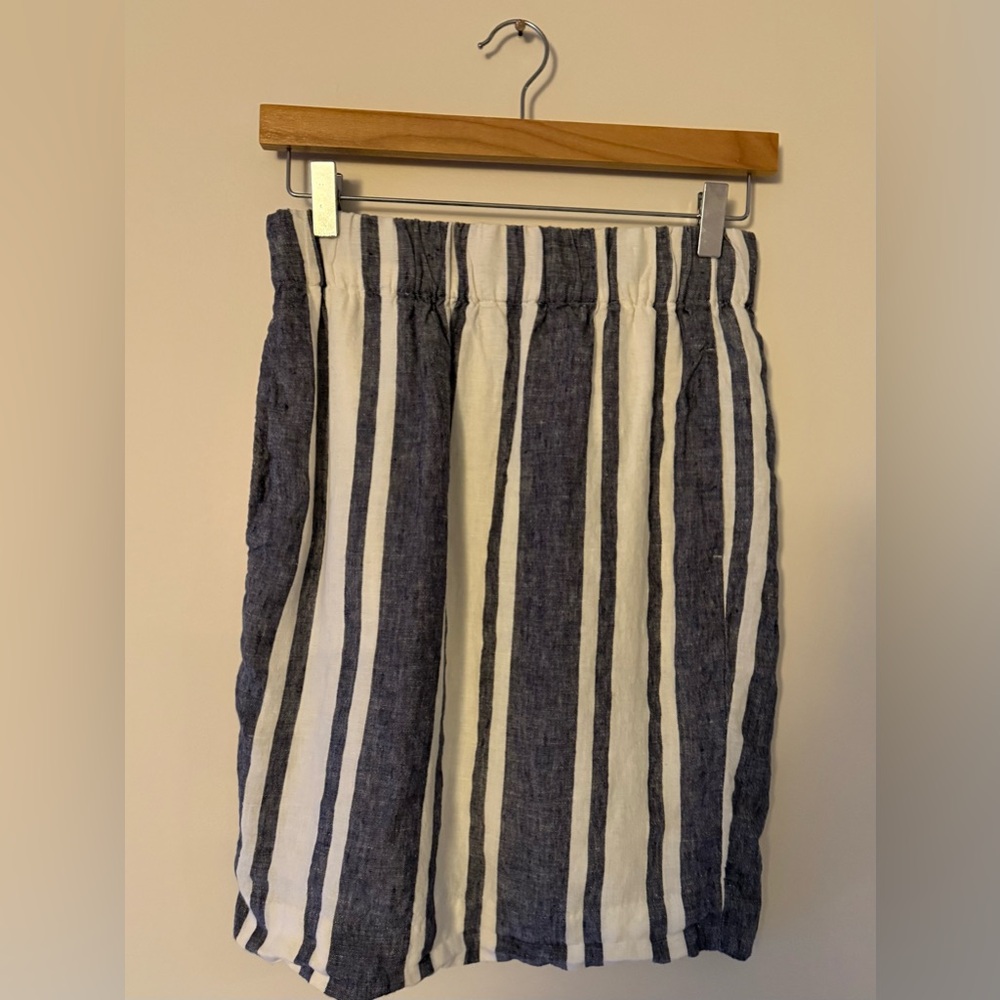 J. Crew Blue and Cream Linen Summer Skirt